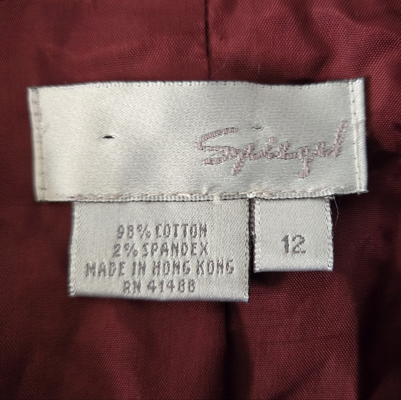 Womens Spiegel Structured Blazer Dark Red Velour Fully Lined Button Closure 12 - Picture 5 of 6